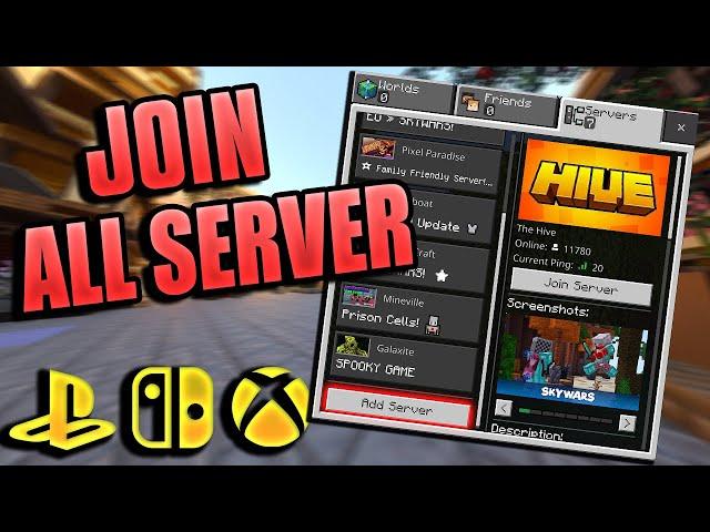 HOW TO JOIN ANY MINECRAFT BEDROCK EDITION SERVER ON YOUR CONSOLE - 2022 SWITCH,XBOX PLAYSTATION