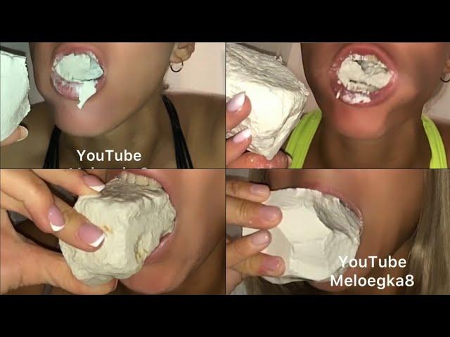 ASMR | wet chalk eating | wet clay eating | wet crunches | mouthwatering crunch | Meloegka8