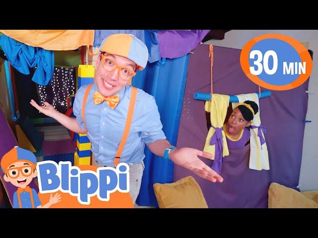 Blippi & Meekah's Great Big Fort Build | Blippi - Educational Videos For Kids