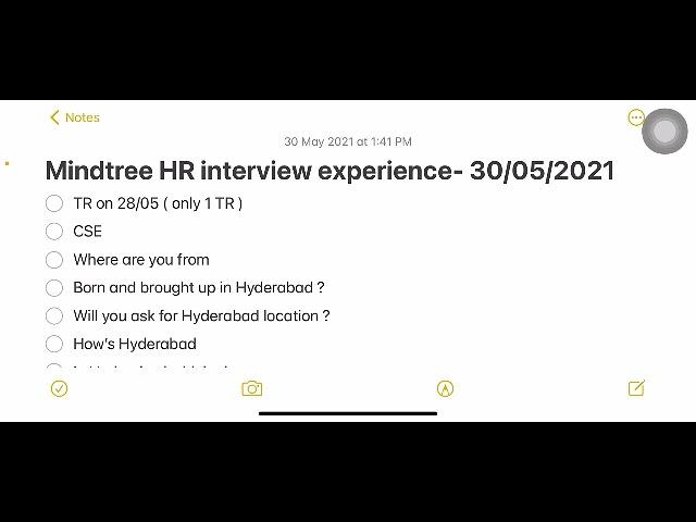 MY MINDTREE HR INTERVIEW EXPERIENCE - 30/05/2021 ( COMPUTER SCIENCE) 11:40 AM SLOT