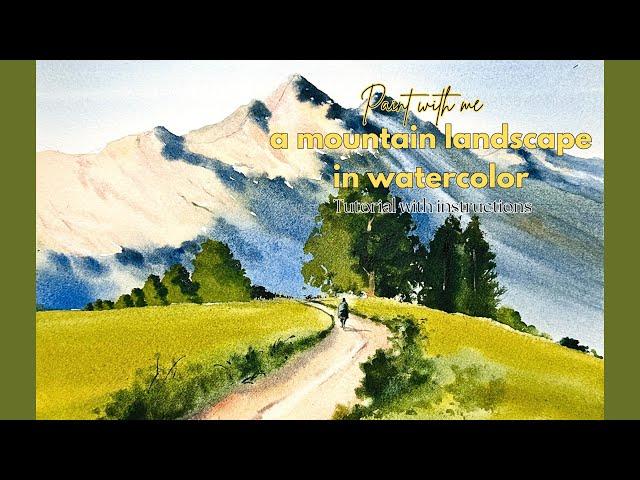 Mountain landscape painting | Watercolor scenery | Watercolor tutorial with instructions