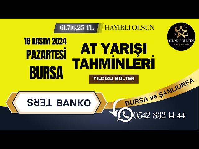 18 kasım 2024 pazartesi BURSA At Yarışı Tahminleri