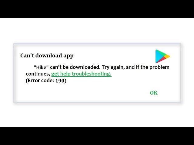 How To Fix Can't Download App Google Playstore || (Error Code-190)