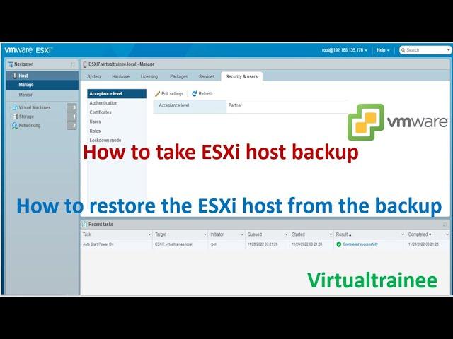 How to take ESXi host backup ? | How to restore ESXi host from the backup ? | VMware vSphere backup