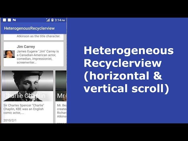 Heterogeneous RecyclerView (Vertical and Horizontal display)