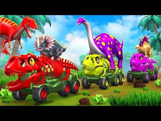 Dino Skeleton Trucks Rescue: Jurassic World Adventures 2024 | Dinosaur Cartoons