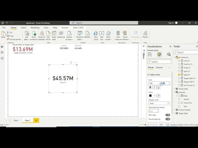 Power BI Dashboard Example(Target vs Actual comparison) Part-1