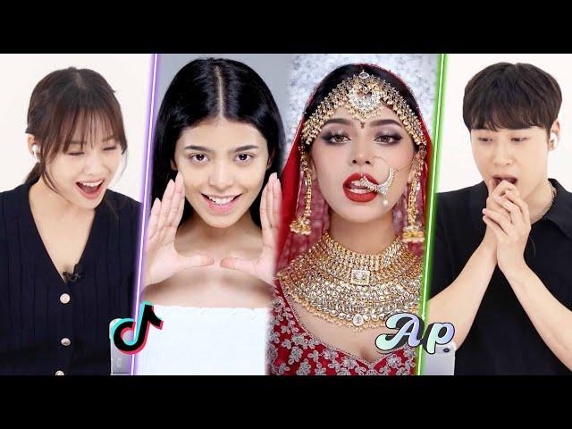 Koreans React to the Asoka Indian Makeup Transformation Challenge ｜asopo