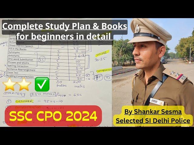 SSC CPO 2024 :: Master Study Plan for beginners& Booklist 
