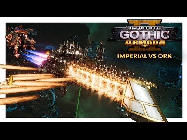 BATTLEFLEET GOTHIC ARMADA 2 | Imperial Navy vs Orks (1v1 Gameplay Ranked Battle 27)