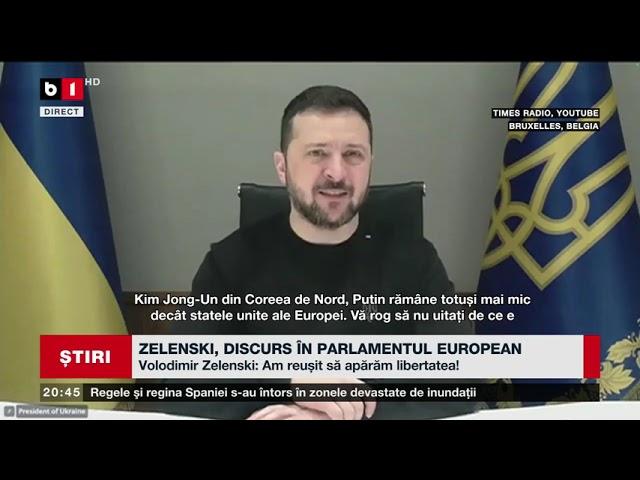 ZELENSKI, DISCURS ÎN PARLAMENTUL EUROPEAN, Știri B1TV_19 nov. 2024