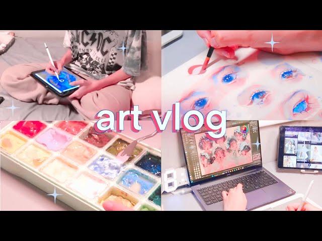 *.･ art vlog  / gouache painting + xencelabs review