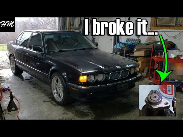 I broke the E32! Power Steering Rebuild & Fill, Engine Flush, & Possible Blown Transmission