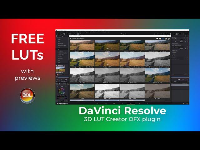 LUT Manager in DaVinci Resolve. FREE LUTs with previews in 3DLUTCreator OFX plugin.