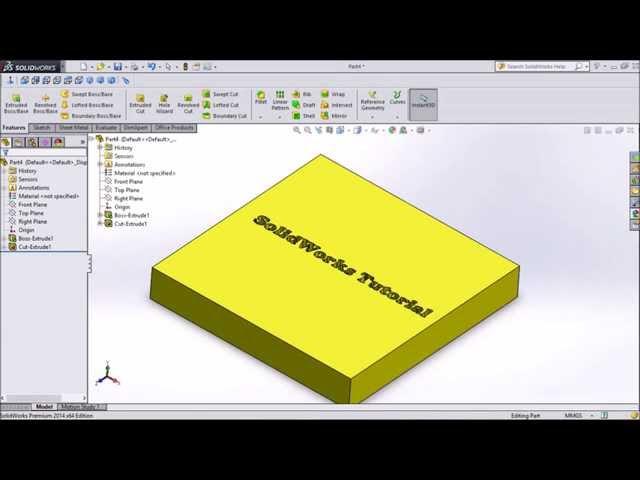 Solidworks tutorial How to engrave Text