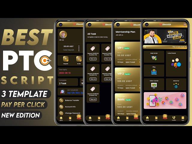 Best PTC Script | Create PTC Gold Dark App | Make Pay Per Click Site 2023