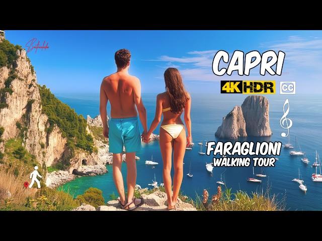 Capri Italy  Faraglioni Walking Tour Guide To Sunset  4K HDR: Captions & Music