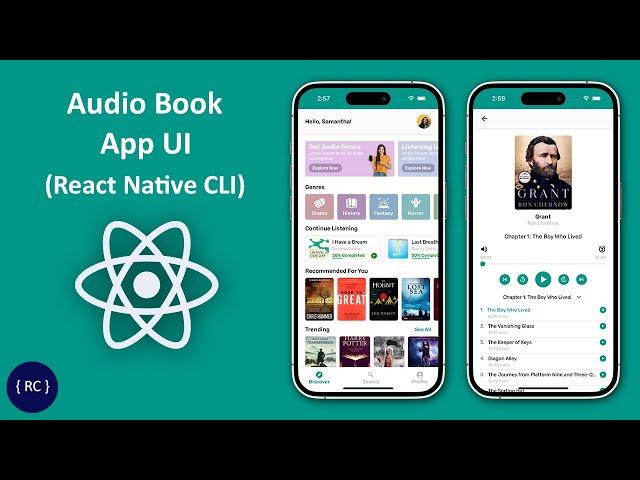 Audio Book App UI in React Native CLI