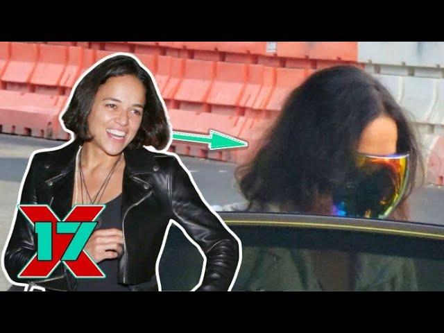 Michelle Rodriguez Keeps Low Profile At LAX with Reflective Face Shield