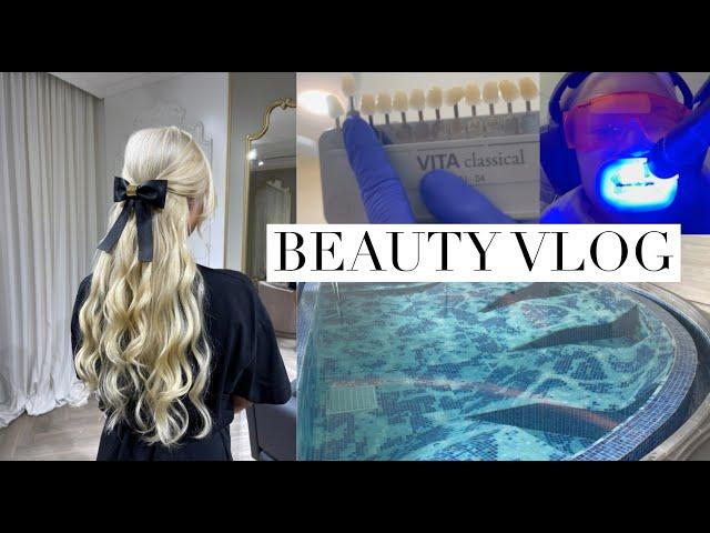 BEAUTY VLOG! NEW BALMAIN HAIR + EXTENSIONS UPDATE, SPA DAY & WHITER TEETH.