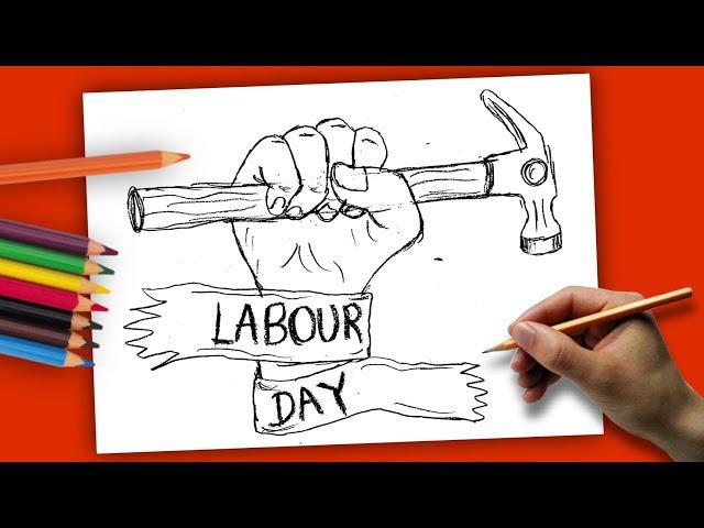 World Labour Day Drawing | International Workers day Poster Drawing for School Competition