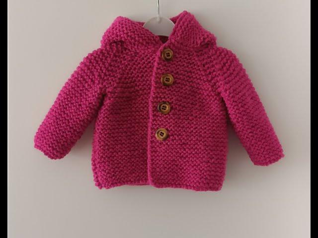 manteau à capuche au tricot 3-6 mois