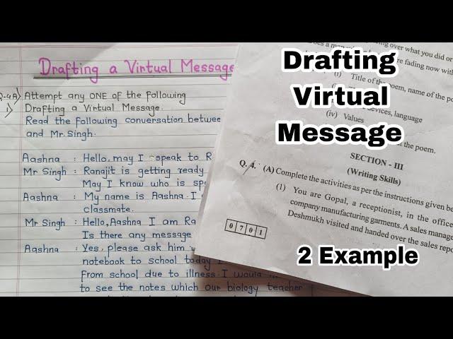 Drafting a Virtual Message Class 12/Board Exam 12 Writing Skill/Virtual message examples/Boards 2023