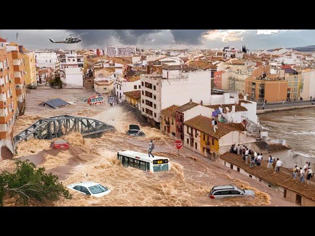 Tons of water hit Malaga! Severe Flood destroys everything in Spain, Europe is shocked