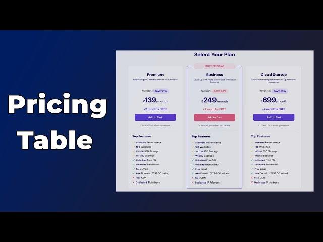 Create a Pricing Table using HTML & CSS | Hostinger Pricing Table Clone