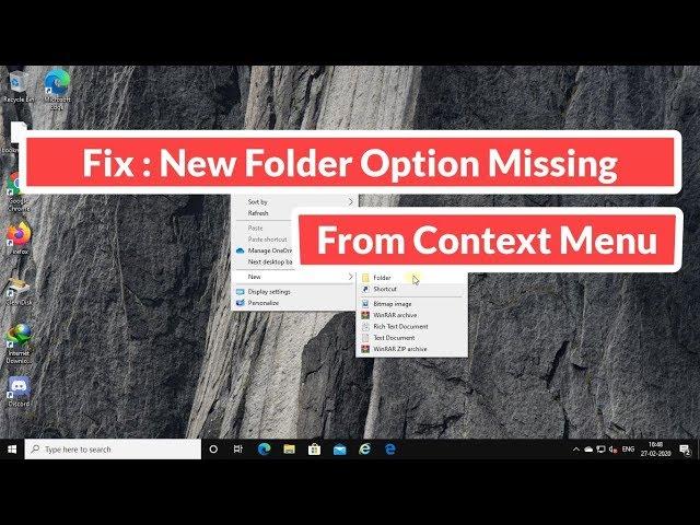 Fix : New Folder Option Missing from Context menu