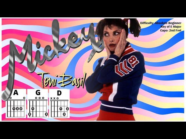 MICKEY {CAPO 2} by Toni Basil (Absolute Beginner Guitar Chord, TAB, & Strum Play-Along w/ Lyrics)