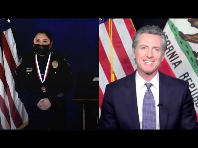 Governor Newsom Awards Lodi Police Officer Who Saved Man from Oncoming Train with Medal of Valor