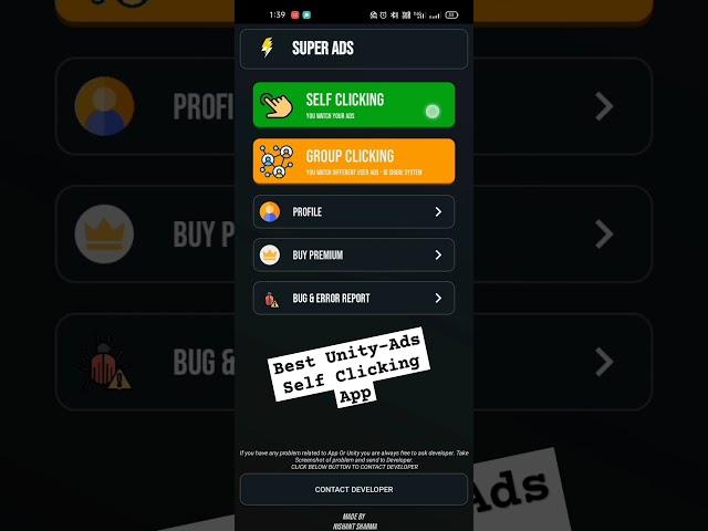 Best Unity Ads  Self & Group Clicking App | High eCPM + Anti Ban | Both FREE & Premium #adsrevenue