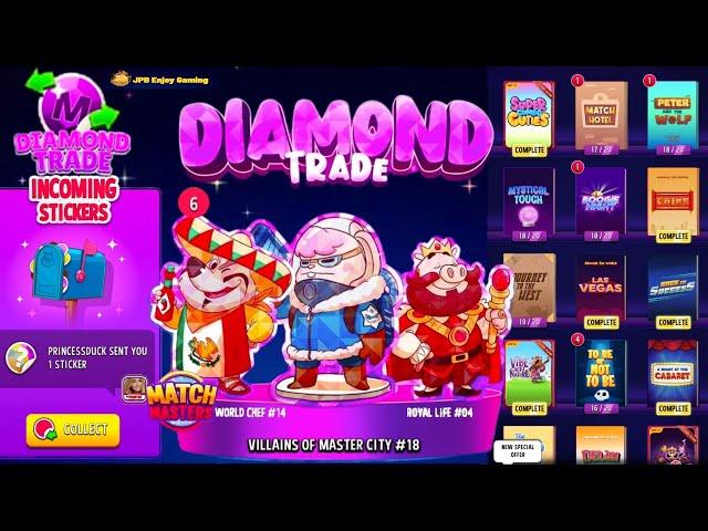 TRADE Diamond stickers day, Daily Mode Multiplier Mushroom 5 Colors Match Masters.