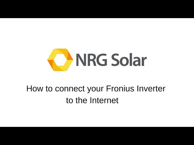 Connecting your Fronius Inverter to the Internet
