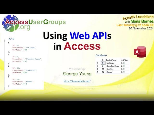 AL: Using Web APIs in Access by George Young