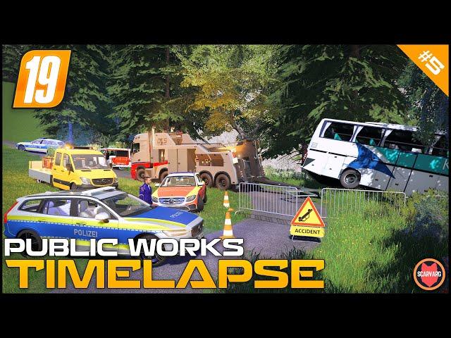  Bus Crashed On A Twisty Road - Car Accident - Public Works ⭐ FS19 Walchen TP