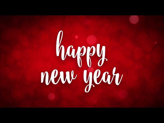 Happy New Year Script on Red - HD Video Background Loop