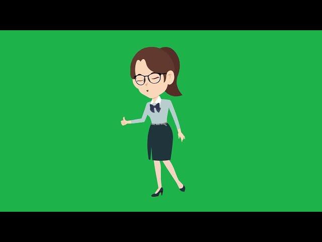 Girl Cartoon Character Explaining | Girl Talking Green Screen