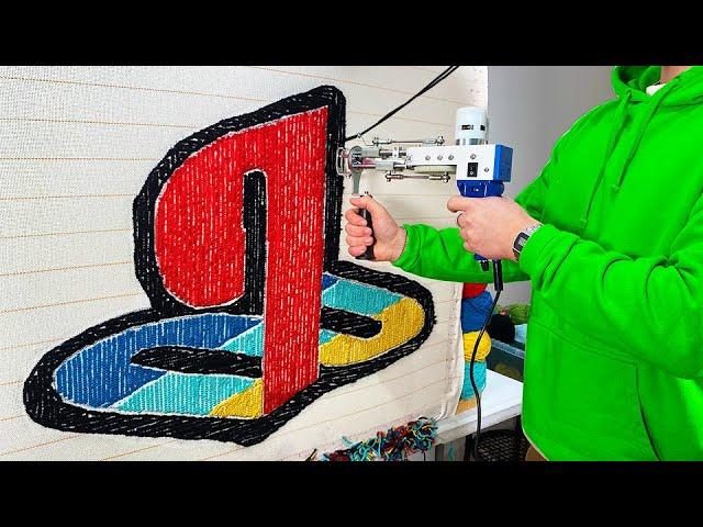 ASMR Rug Tufting | Retro Playstation Logo (Start To Finish)