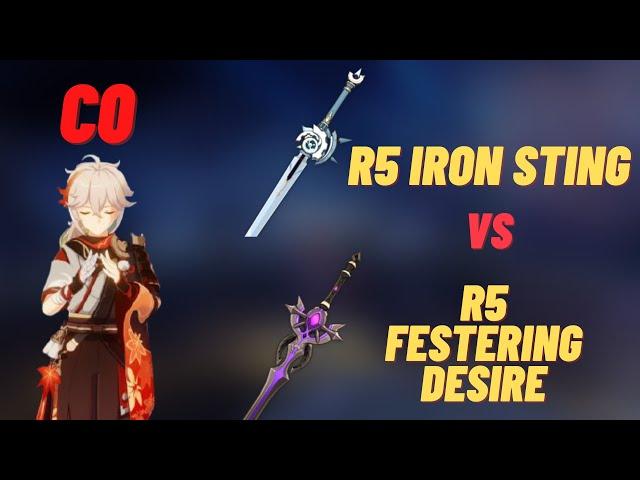 Kazuha F2P Weapon Comparison | R5 Iron Sting vs R5 Festering Desire | Genshin Impact