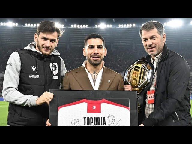 Ilia Topuria presented the belt to the fans in the Dinamo Arena 