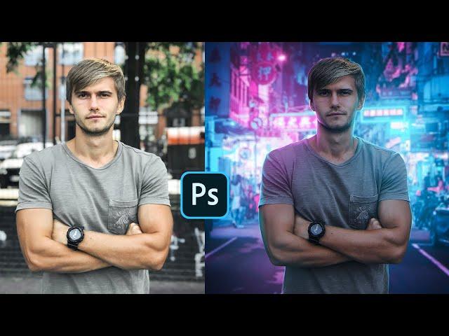 How to create Cyberpunk Street Portrait Composite - Photoshop Tutorial