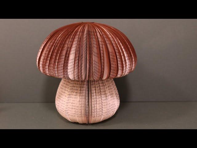 Craft mushroom from book - make autumn decoration - create mushroom art - DIY mushroom decor