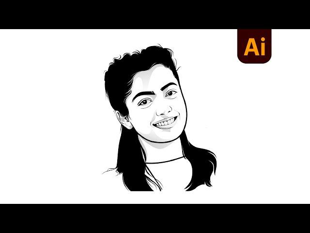 how to make vector flat line portrait | adobe illustrator tutorial