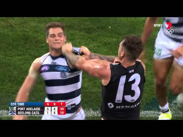 Cats and Power clash at quarter time - 2016 - AFL