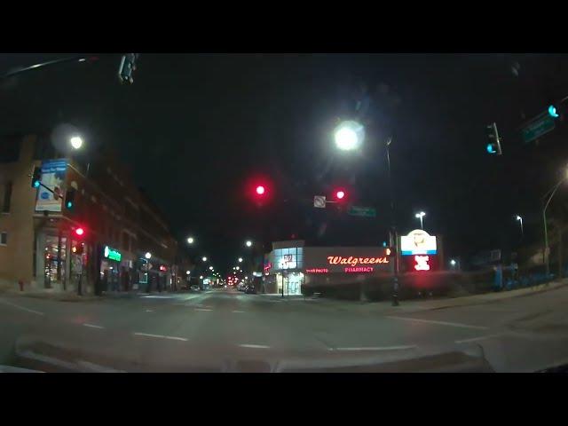 Dash Cam - Chicago Illinois At 4AM - Fullerton Toward Downtown On The North Side - March 2022