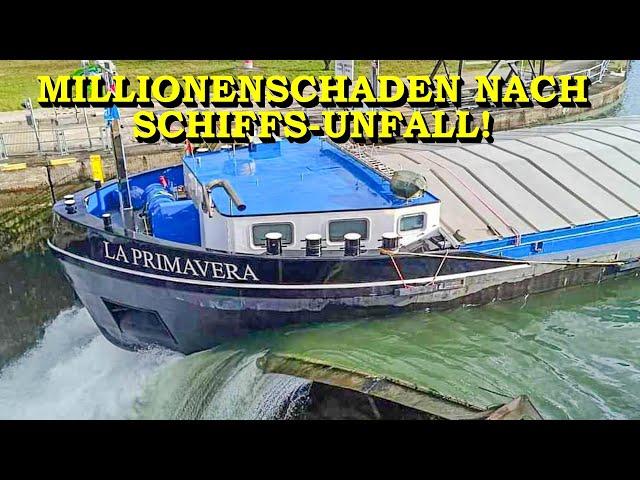 +++ FRACHTSCHIFF RAMMT SCHLEUSENTOR +++ MILLIONENSCHADEN AUF DEM RHEIN | SCHIFFSUNFALL LIVE GEFILMT