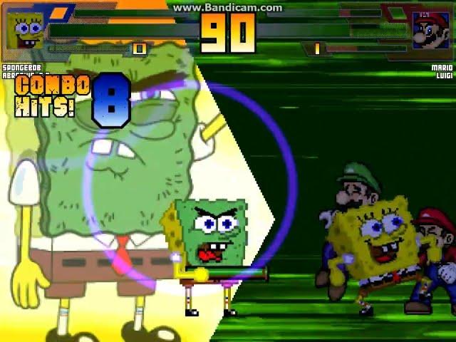 MUGEN battle #5295: Spongebob & Abrasive Spongebob vs Mario & Luigi