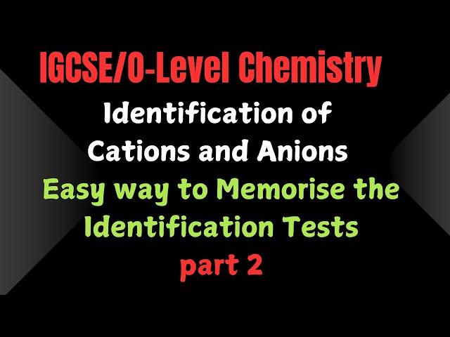 0620/62 OCT/Nov 2024 , Identification of  Cations and Anions Questions solved